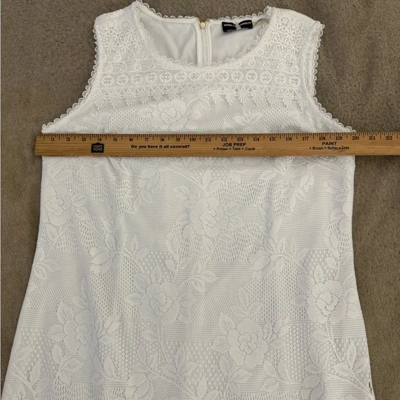 Karl Lagerfeld Paris Lace Shift White Flower Vacation Dress Women Size 16 - Picture 5 of 8